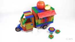 手工玩具DIY，看看如何用磁珠搭建三輪玩具車！